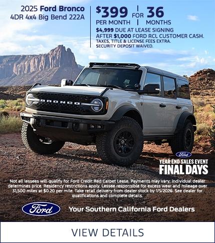 Ford Year End Sales Event | 2025 Ford Bronco Lease Offer | Southern California Ford Dealers