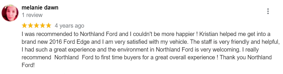 Dealership Review from Melanie | Northland Ford Sales