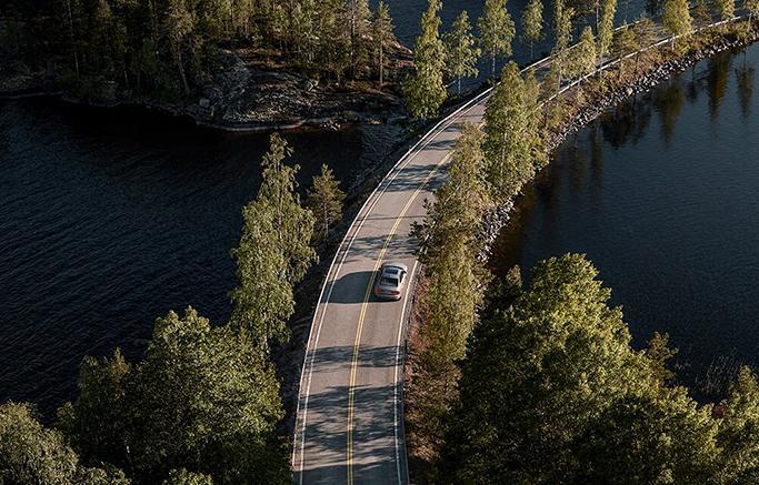 New 2019 volvo s60 on a mountain road New 2019 volvo s60 on a mountain road