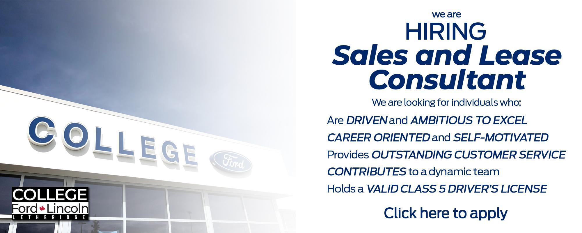 Sales & Lease Consultant Job Listing Sales & Lease Consultant Job Listing