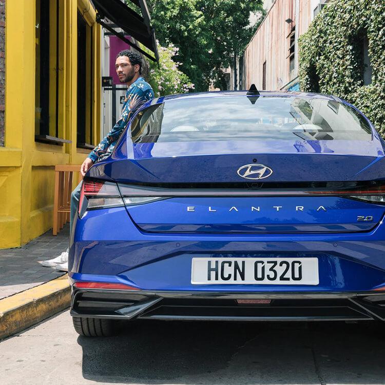 All New 2021 Blue Hyundai Elantra back All New 2021 Blue Hyundai Elantra back