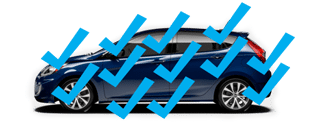 Blue Hyundai with checkmarks on it Blue Hyundai with checkmarks on it