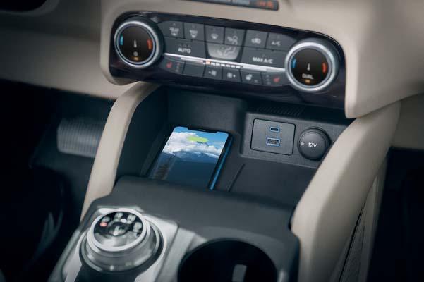 Interior of 2022 Ford Escape with wireless charing
