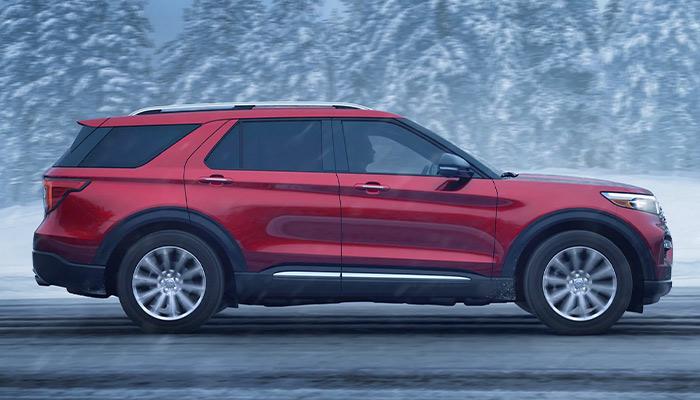 2023 Ford Explorer® SUV being driven on a snow covered road